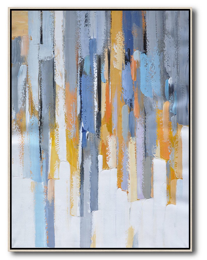 Vertical Palette Knife Contemporary Art #L3B - Abstract Oil Painting Large